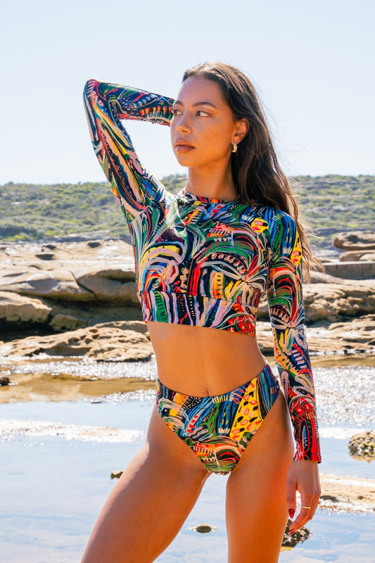 Club Tropicana - Long-sleeve Crop Rashguard women-SALE-Carley Bourne-PaletTheory