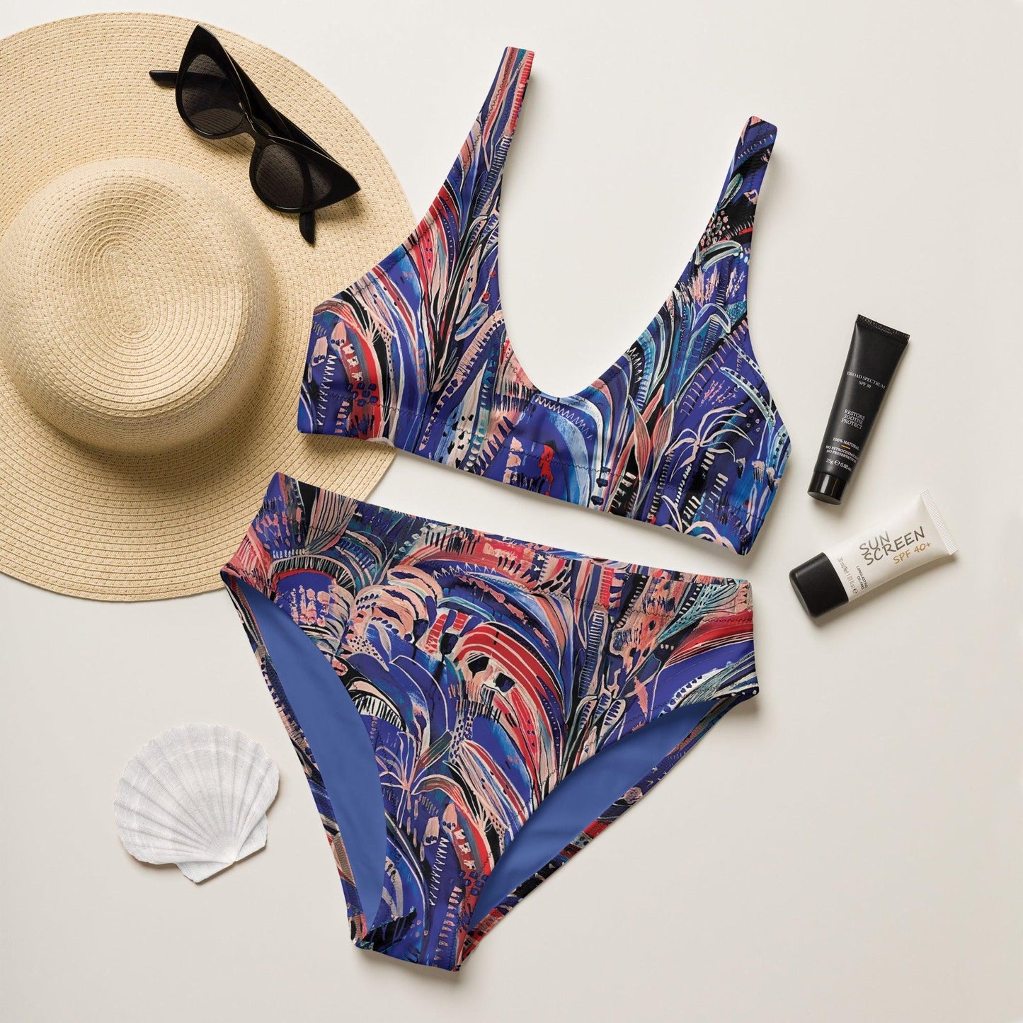 Electric Summer High-waisted sustainable bikini separates-Carley Bourne-PaletTheory