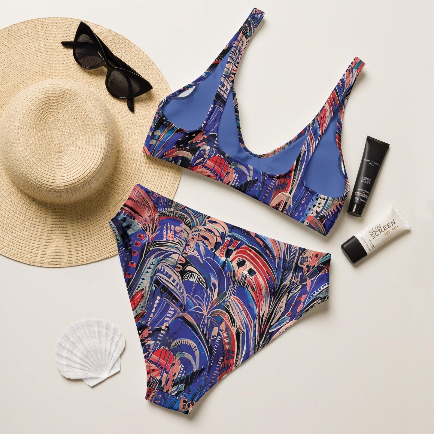 Electric Summer High-waisted sustainable bikini separates-Carley Bourne-PaletTheory