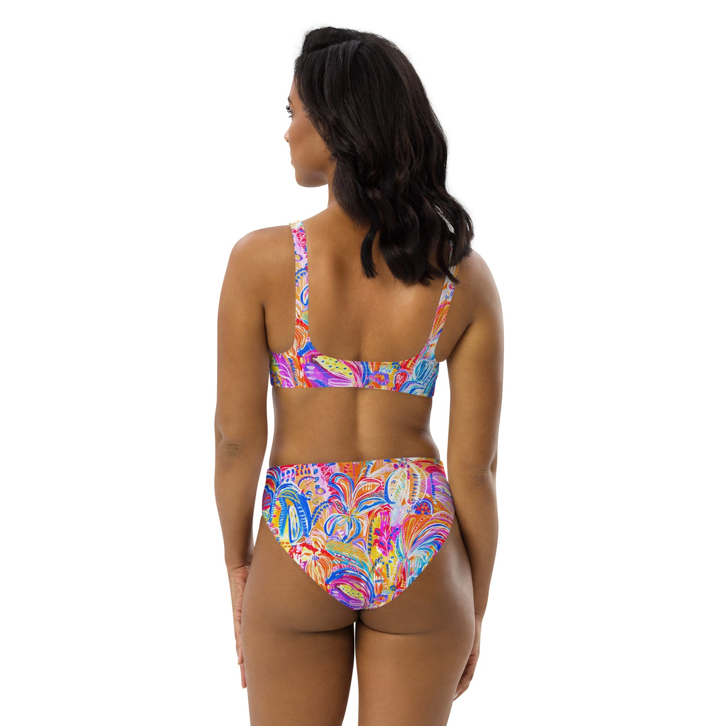 Floral Delight High-waisted sustainable bikini separates-Carley Bourne-PaletTheory