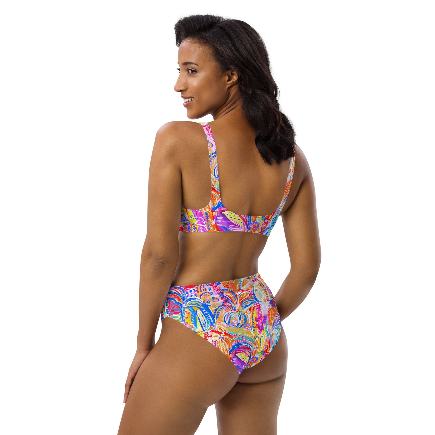 Floral Delight High-waisted sustainable bikini separates-Carley Bourne-PaletTheory