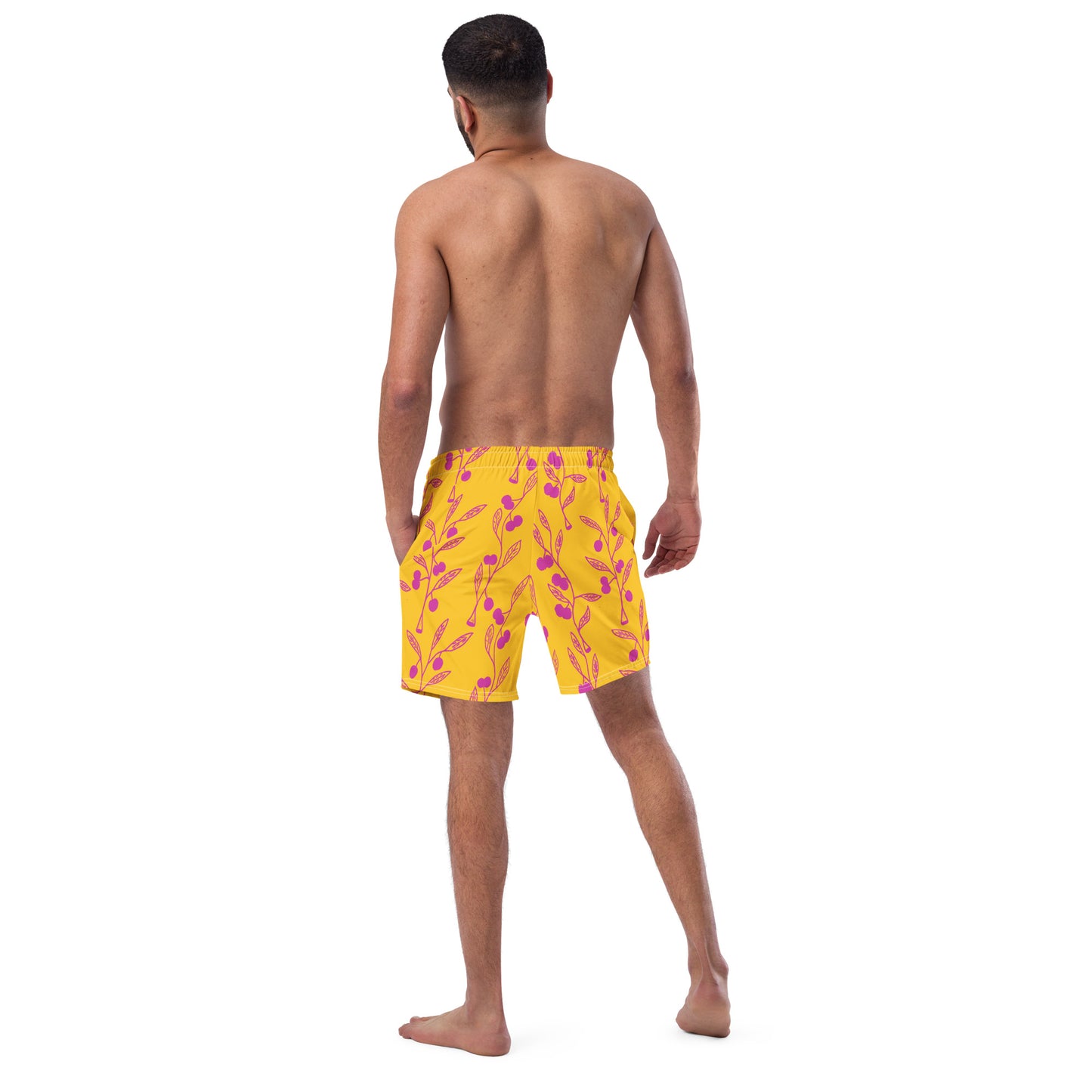 Wattle Tree Flower in Yellow - Men Swim Shorts-Barbara Bear-PaletTheory
