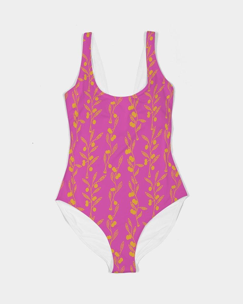 Wattles Tree flowers One-Piece Swimsuit with Shelf Bra-Barbara Bear-PaletTheory