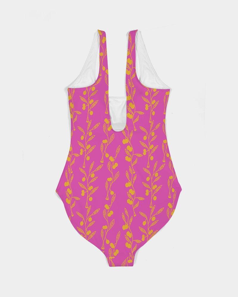Wattles Tree flowers One-Piece Swimsuit with Shelf Bra-Barbara Bear-PaletTheory