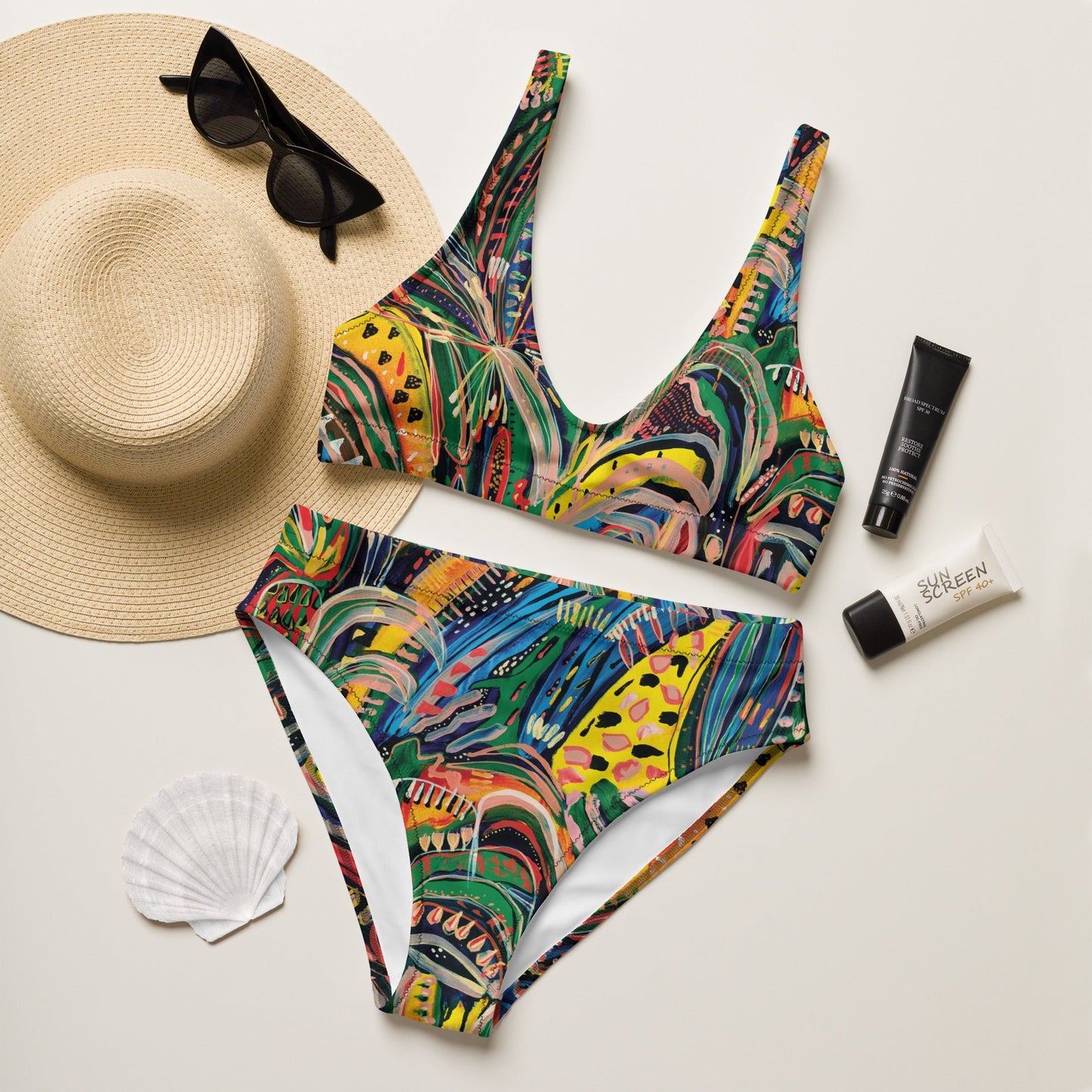 Club Tropicana High Waisted Sustainable Swimsuit separates - Milpali Swimwear