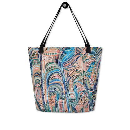 Beach Oasis Large Tote Bag with pocket-Carley Bourne-PaletTheory