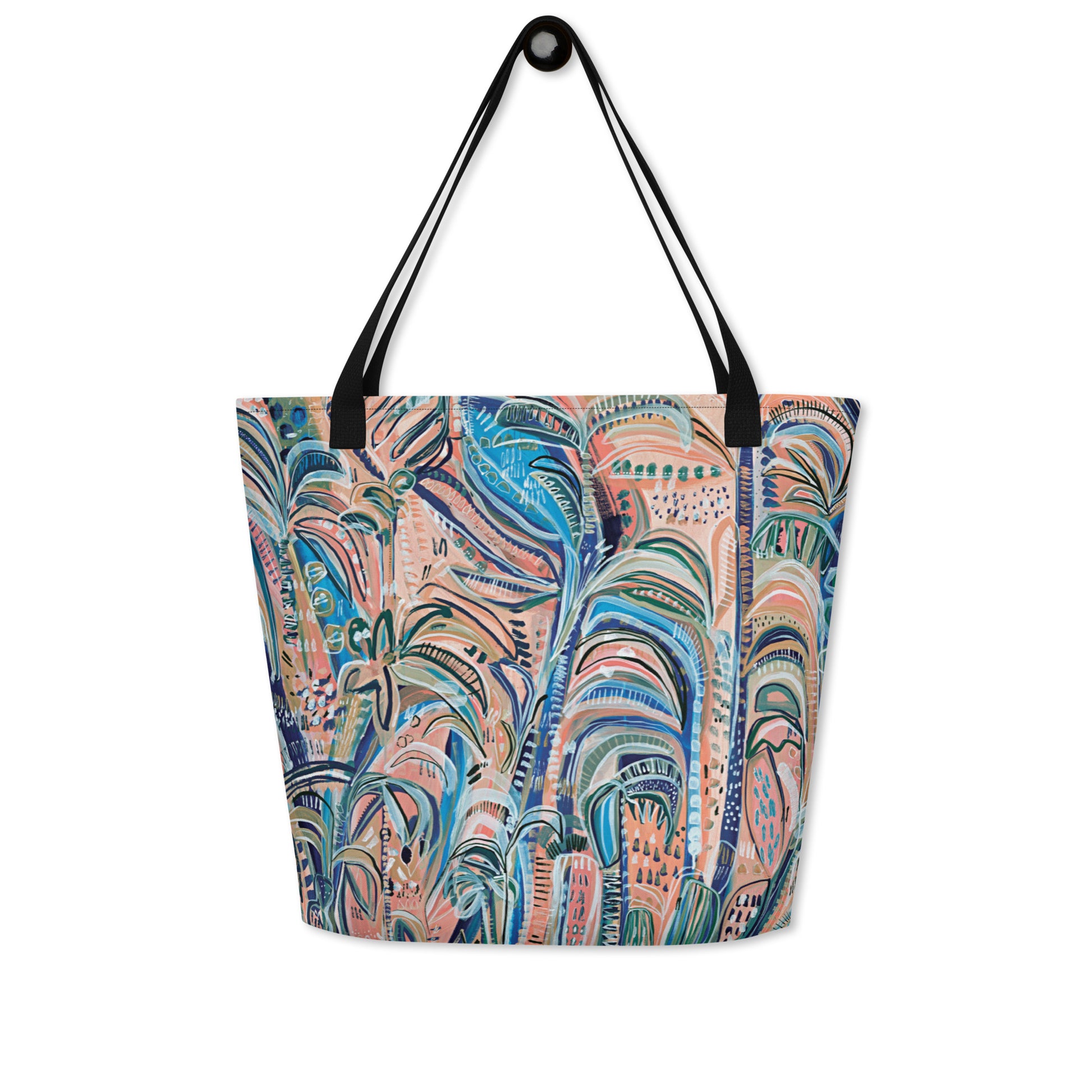 Beach Oasis Large Tote Bag with pocket-Carley Bourne-PaletTheory