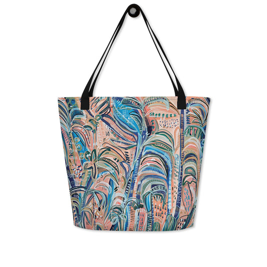Beach Oasis Large Tote Bag with pocket-Carley Bourne-PaletTheory