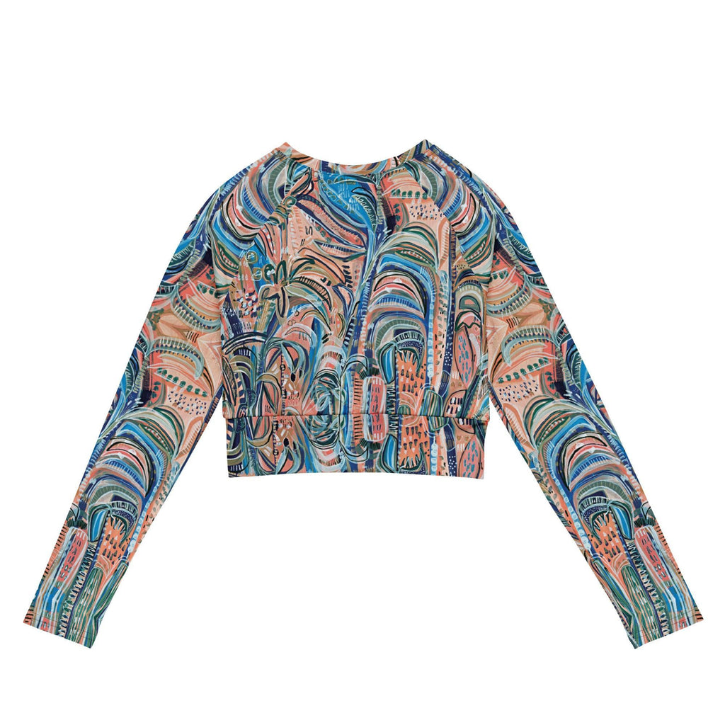 Beach Oasis - Long-sleeve Crop Rashguard women-Carley Bourne-PaletTheory