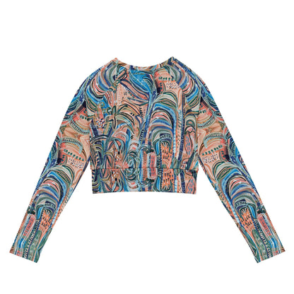 Beach Oasis - Long-sleeve Crop Rashguard women-Carley Bourne-PaletTheory