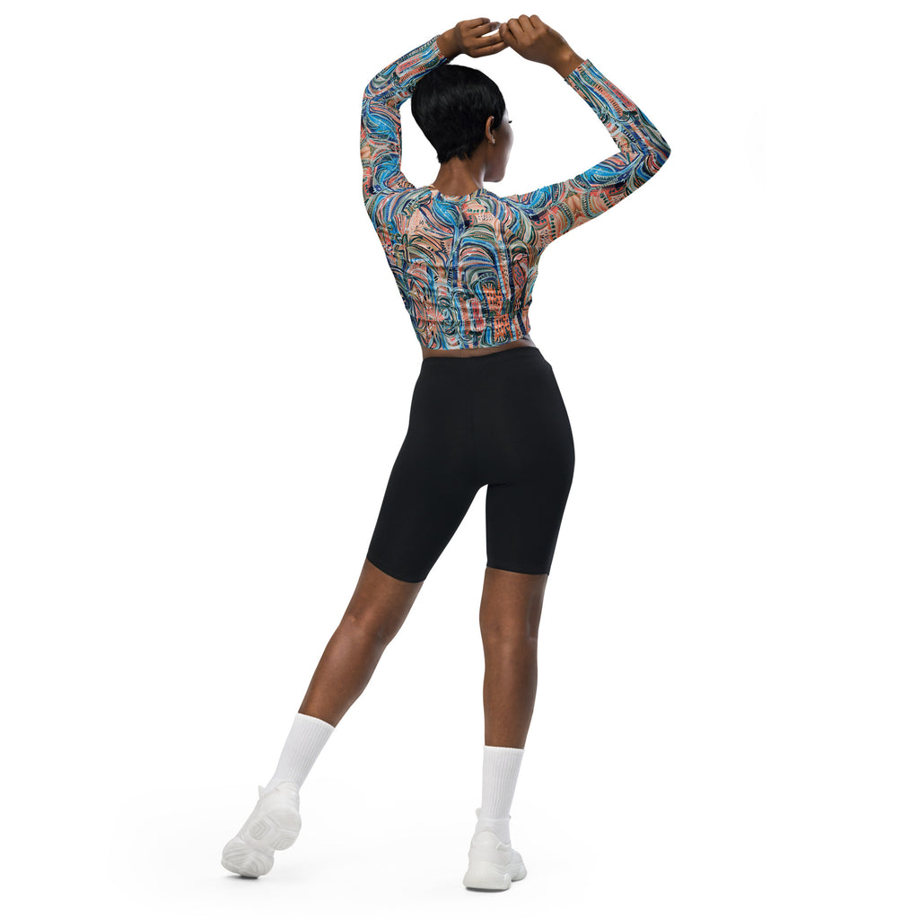 Beach Oasis - Long-sleeve Crop Rashguard women-Carley Bourne-PaletTheory