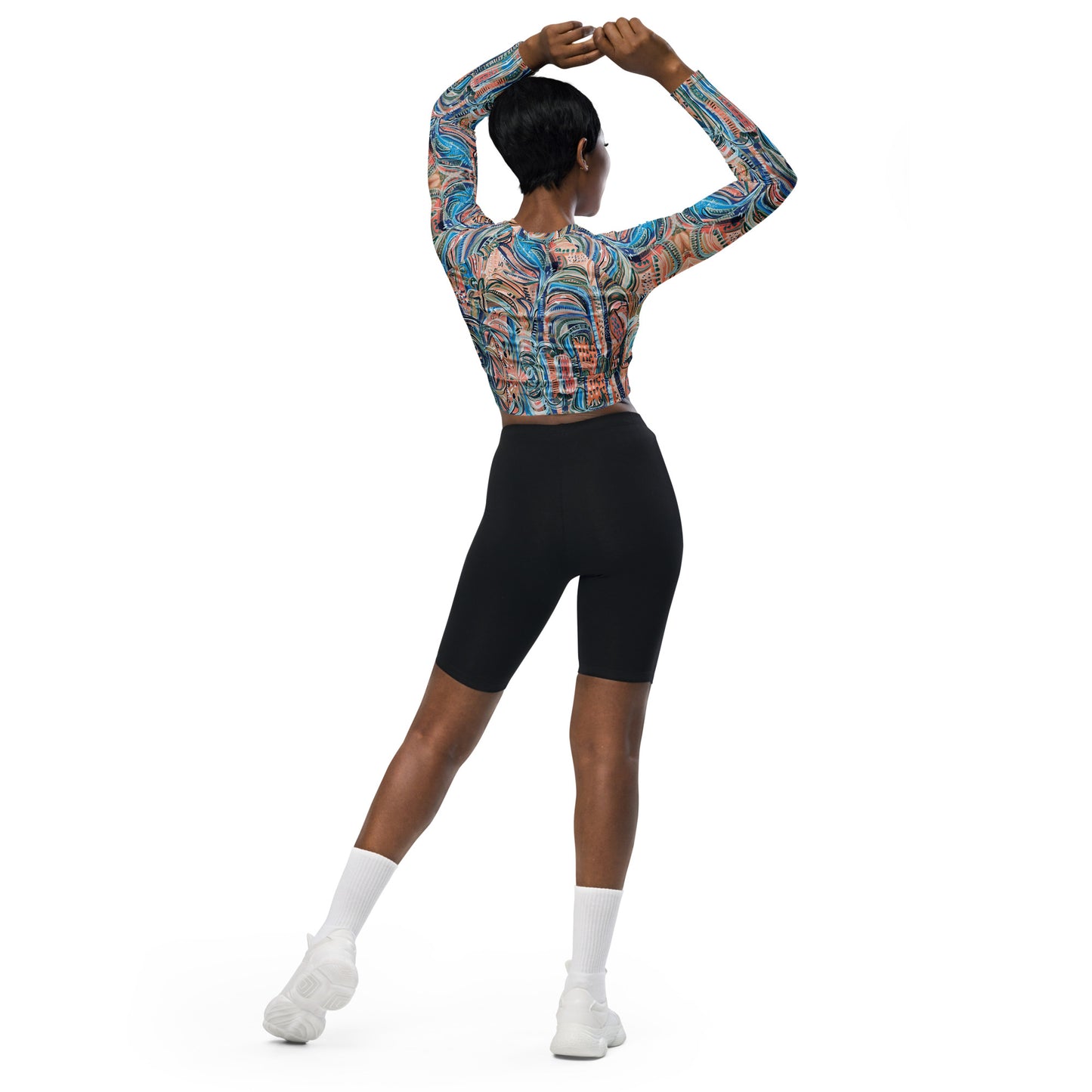 Beach Oasis - Long-sleeve Crop Rashguard women-Carley Bourne-PaletTheory