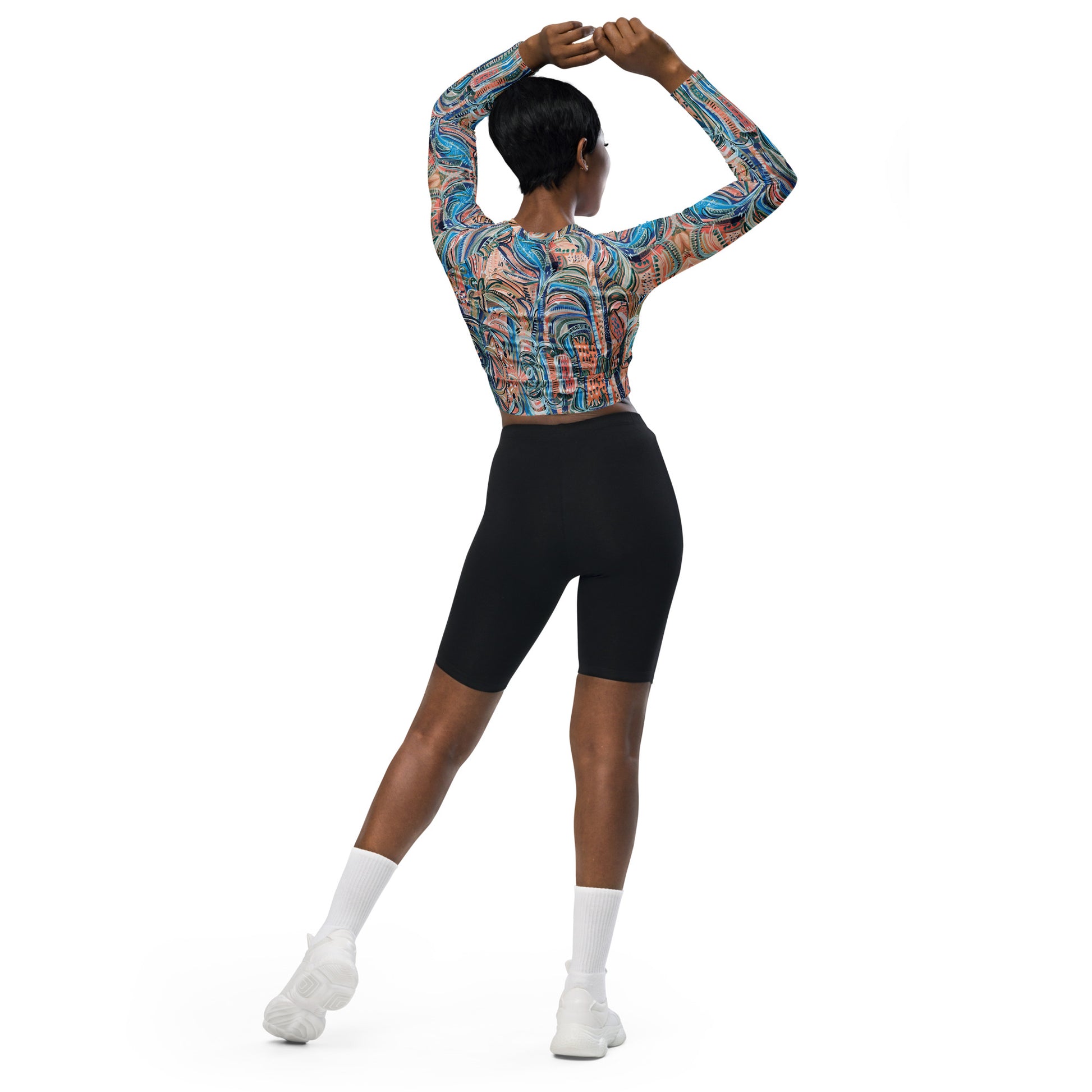 Beach Oasis - Long-sleeve Crop Rashguard women-Carley Bourne-PaletTheory