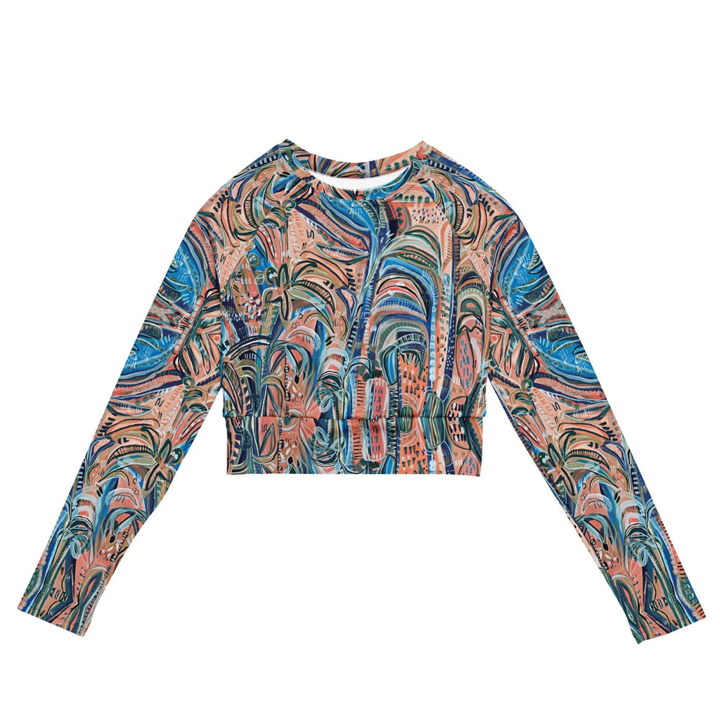Beach Oasis - Long-sleeve Crop Rashguard women-Carley Bourne-PaletTheory