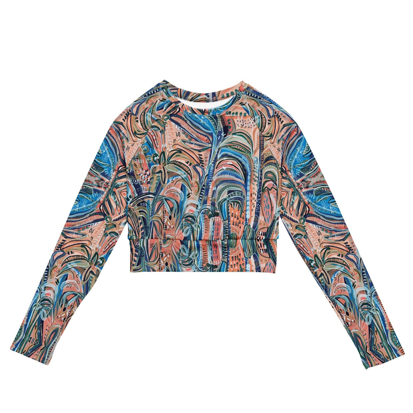 Beach Oasis - Long-sleeve Crop Rashguard women-SALE-Carley Bourne-PaletTheory