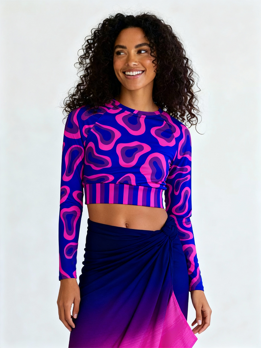 Blue Sea Crop Top Rashguard-Philinka Dolby-PaletTheory