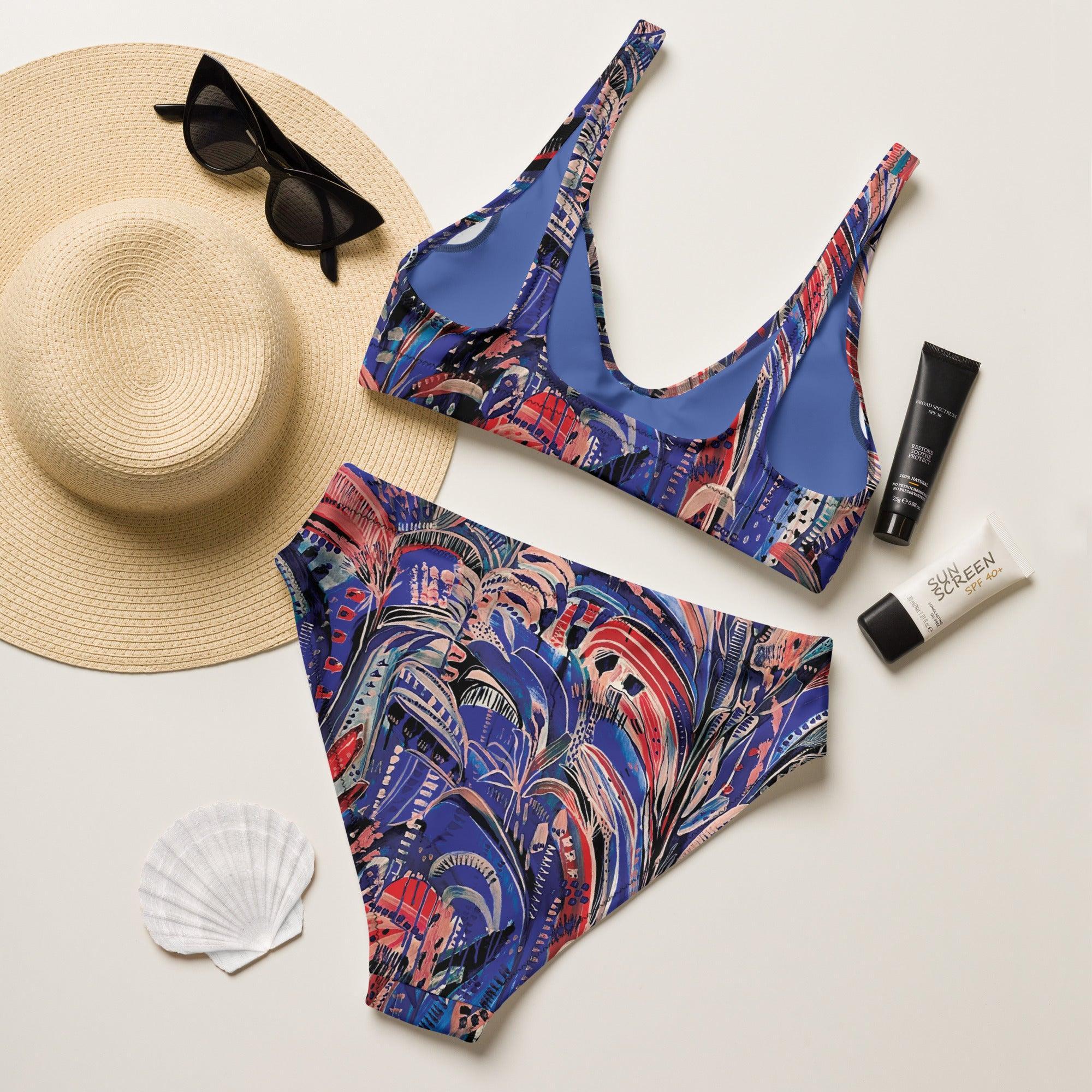 Electric Summer High-waisted sustainable bikini separates-Carley Bourne-PaletTheory