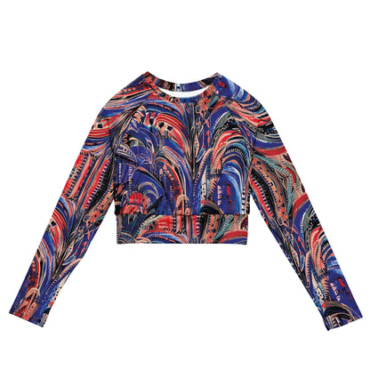 Electric Summer - Long-Sleeve Crop Rashguard women-Carley Bourne-PaletTheory