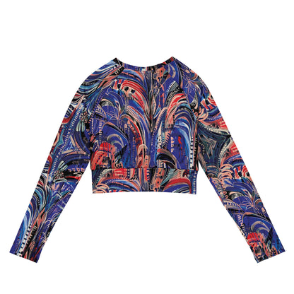 Electric Summer - Long-Sleeve Crop Rashguard women-Carley Bourne-PaletTheory