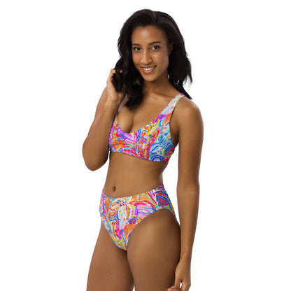 Floral Delight High-waisted sustainable bikini separates-Carley Bourne-PaletTheory