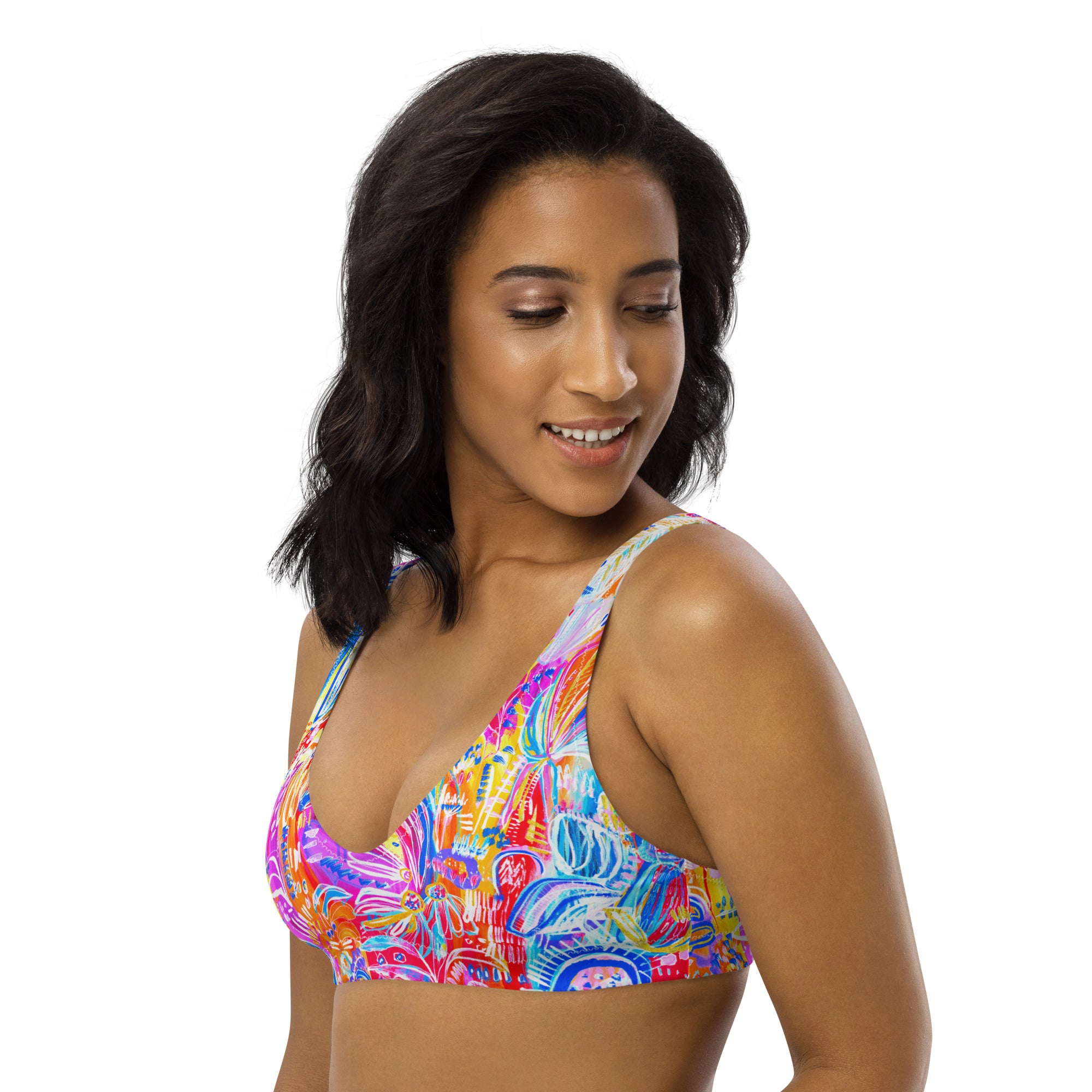Floral Delight High-waisted sustainable bikini separates-Carley Bourne-PaletTheory