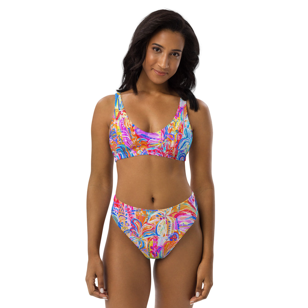 Floral Delight High-waisted sustainable bikini separates-Carley Bourne-PaletTheory