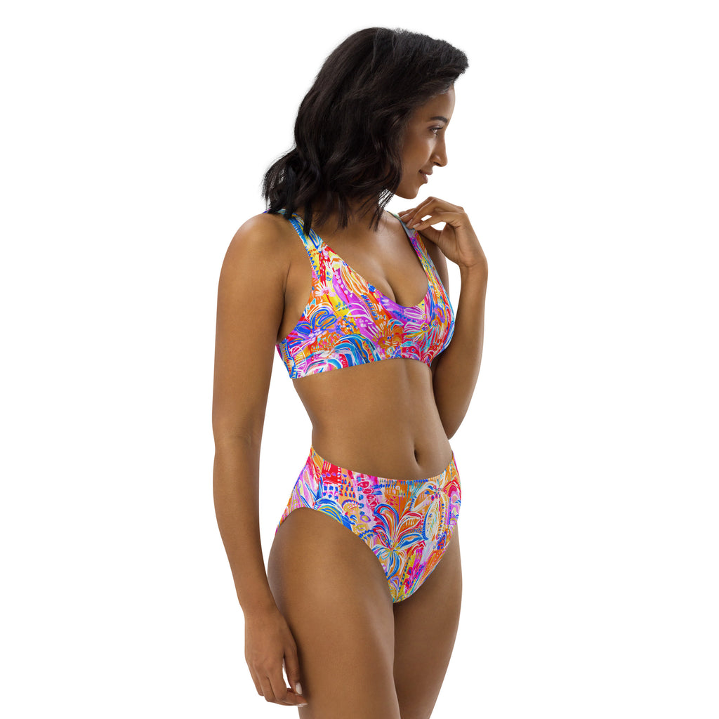 Floral Delight High-waisted sustainable bikini separates-Carley Bourne-PaletTheory