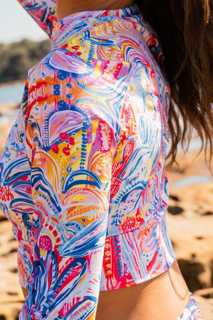 Floral Delight - Long-sleeve Crop Rashguard women-SALE-Carley Bourne-PaletTheory