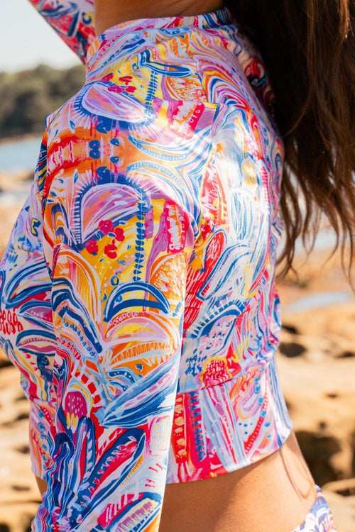 Floral Delight - Long-sleeve Crop Rashguard women-SALE-Carley Bourne-PaletTheory