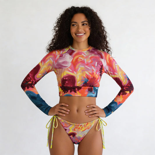 Julie Amlin Wild Fire print rashvest