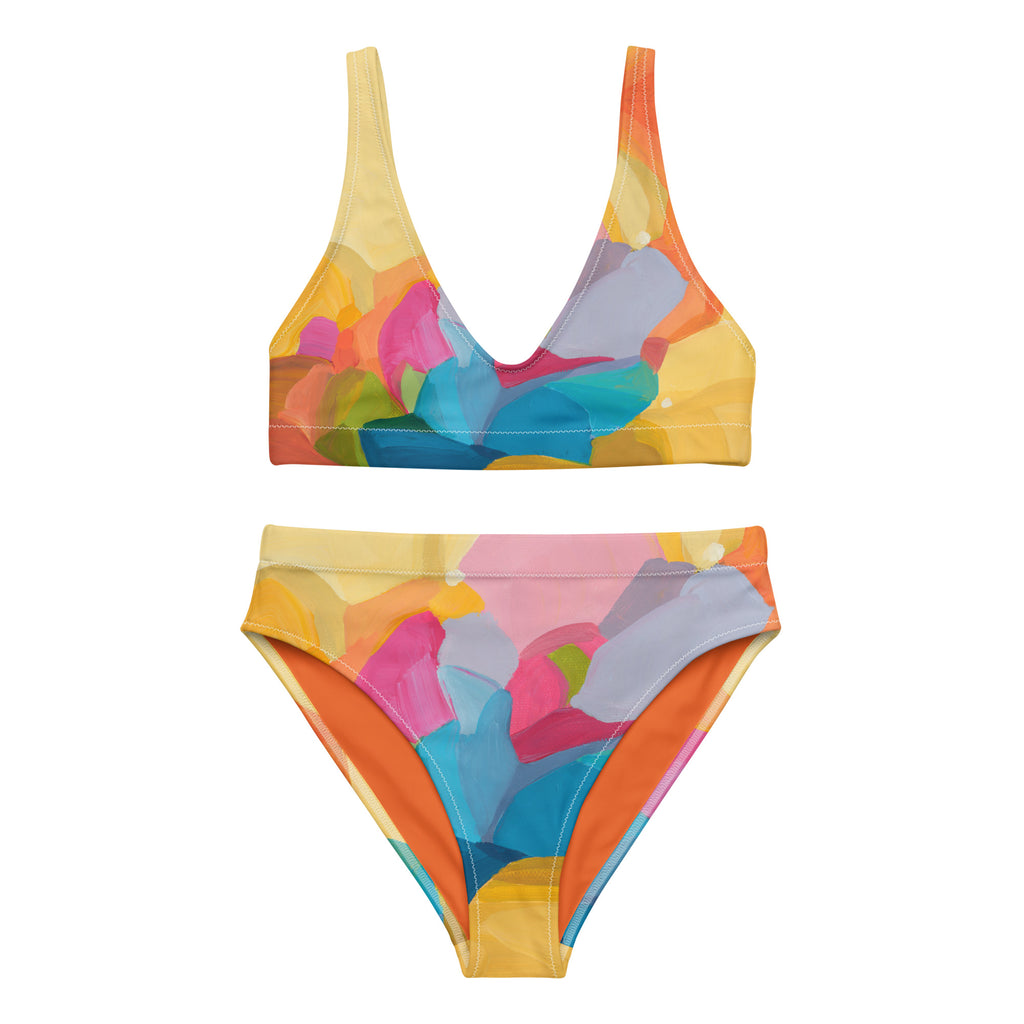 Perfect Day at the Beach - Yellow high-waisted bikini separates-Susannah Bleasby-PaletTheory