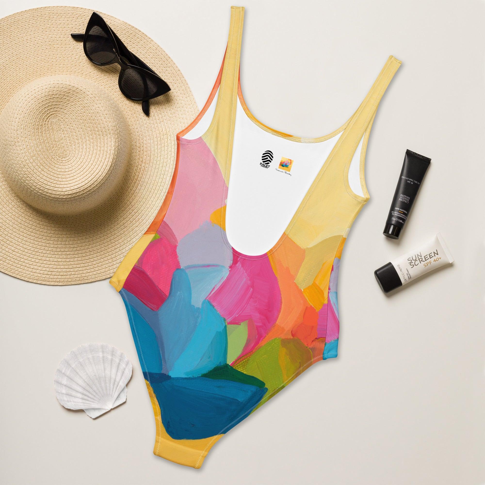Perfect day at the beach - Yellow One-Piece Swimsuit-Susannah Bleasby-PaletTheory