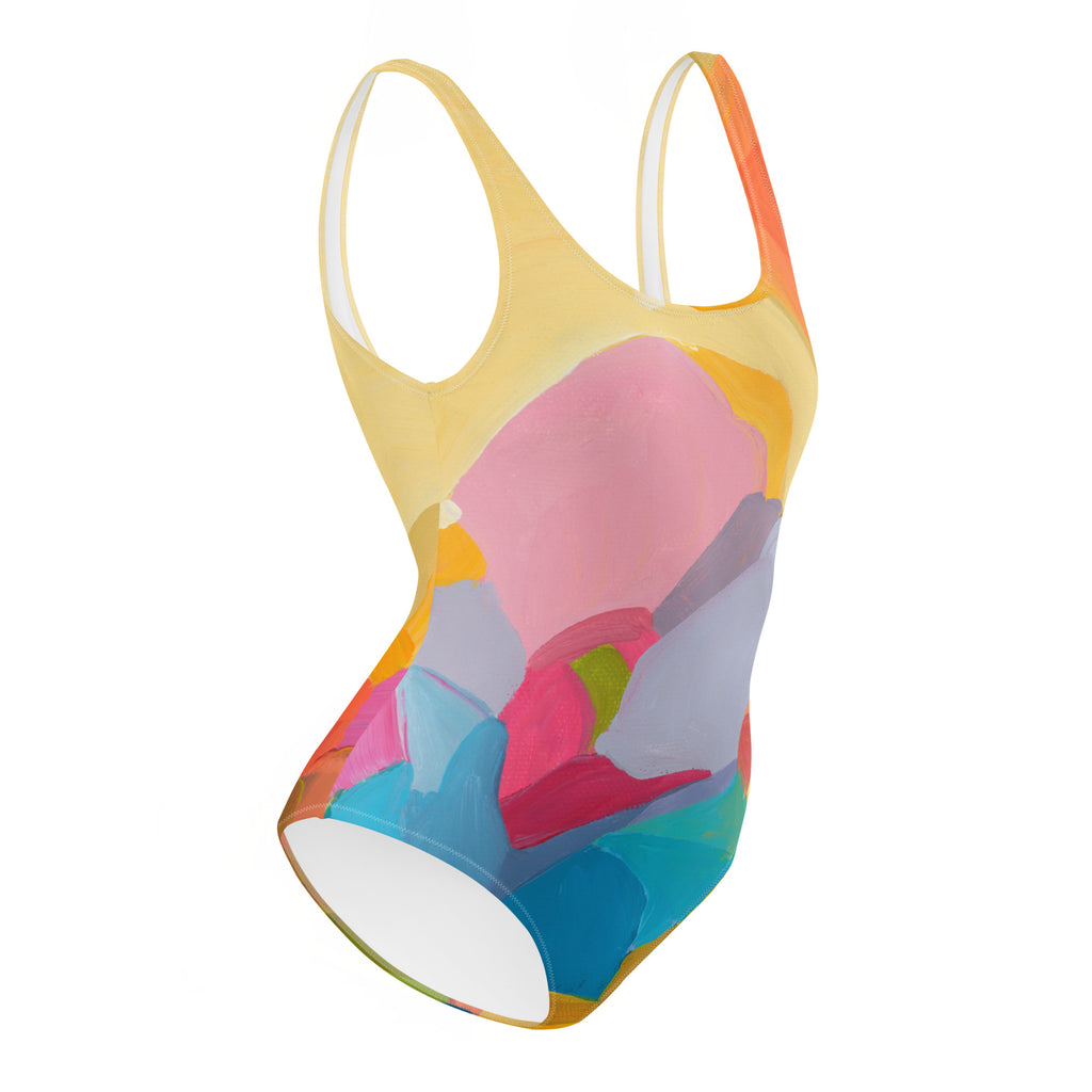 Perfect day at the beach - Yellow One-Piece Swimsuit-Susannah Bleasby-PaletTheory