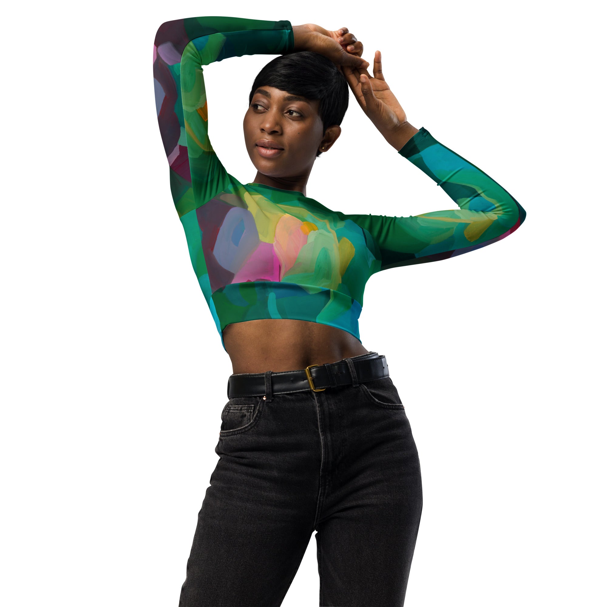 Priceless Emerald - Long-sleeve Crop Rashguard women-Susannah Bleasby-PaletTheory