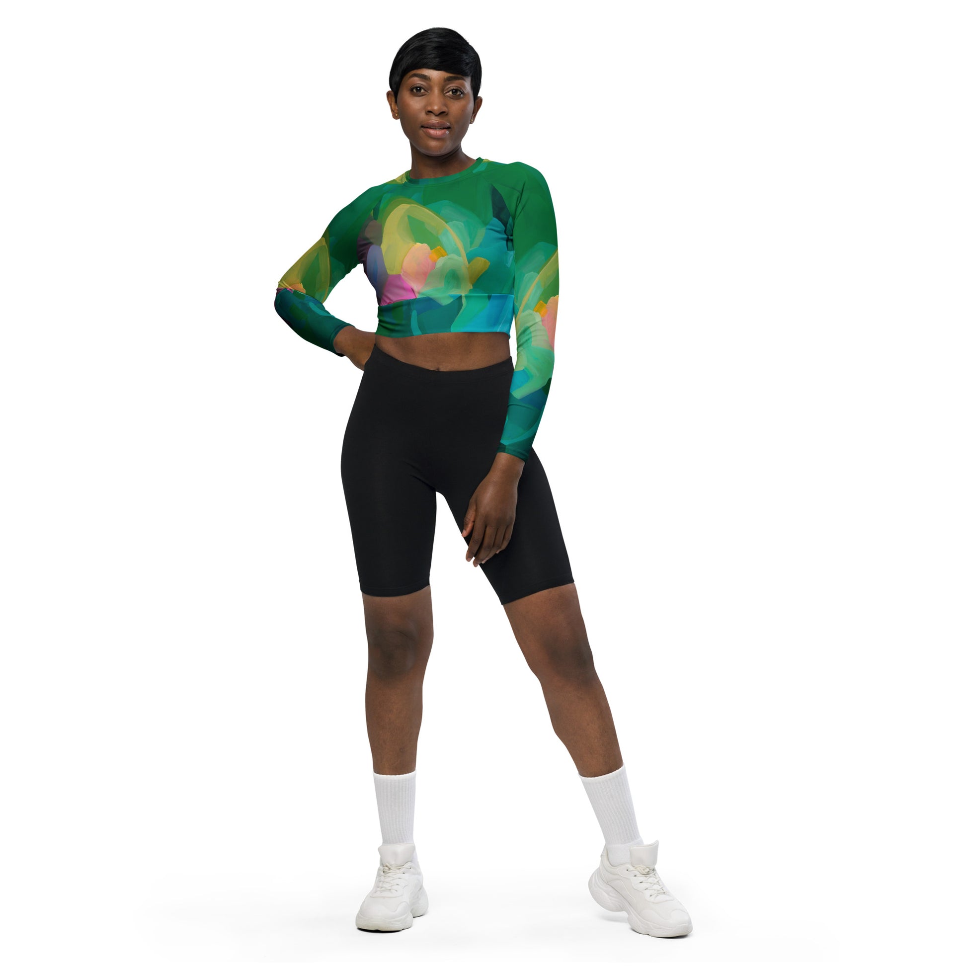 Priceless Emerald - Long-sleeve Crop Rashguard women-Susannah Bleasby-PaletTheory