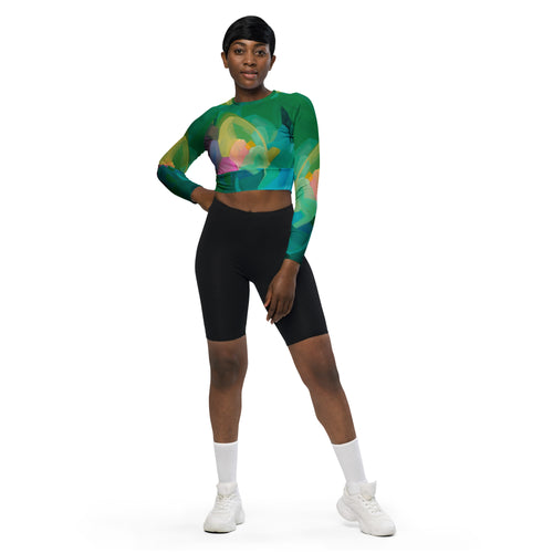 Priceless Emerald - Long-sleeve Crop Rashguard women-Susannah Bleasby-PaletTheory