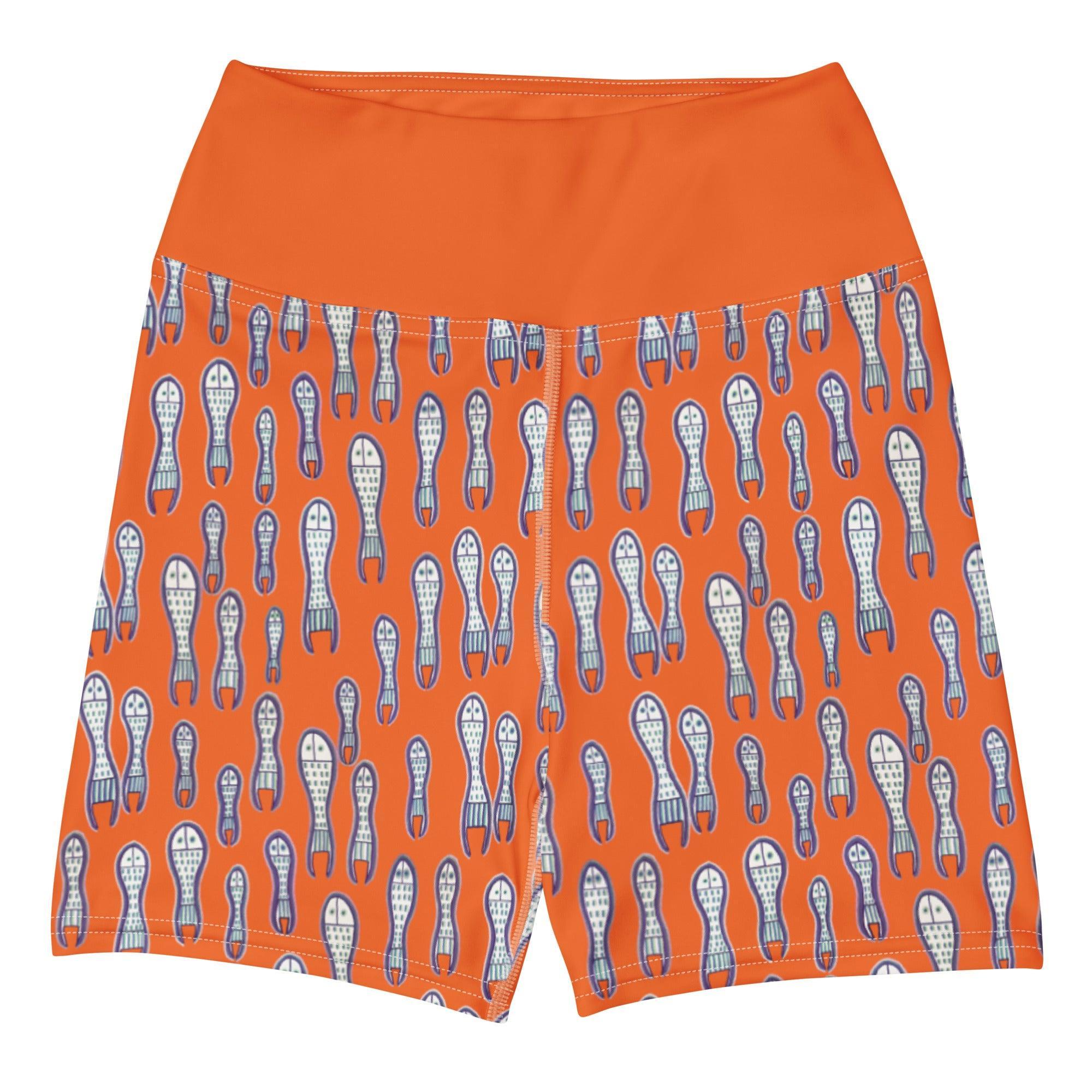 Ungud and Jiaa Dreaming Yoga Shorts - Orange-Ian Healy-PaletTheory