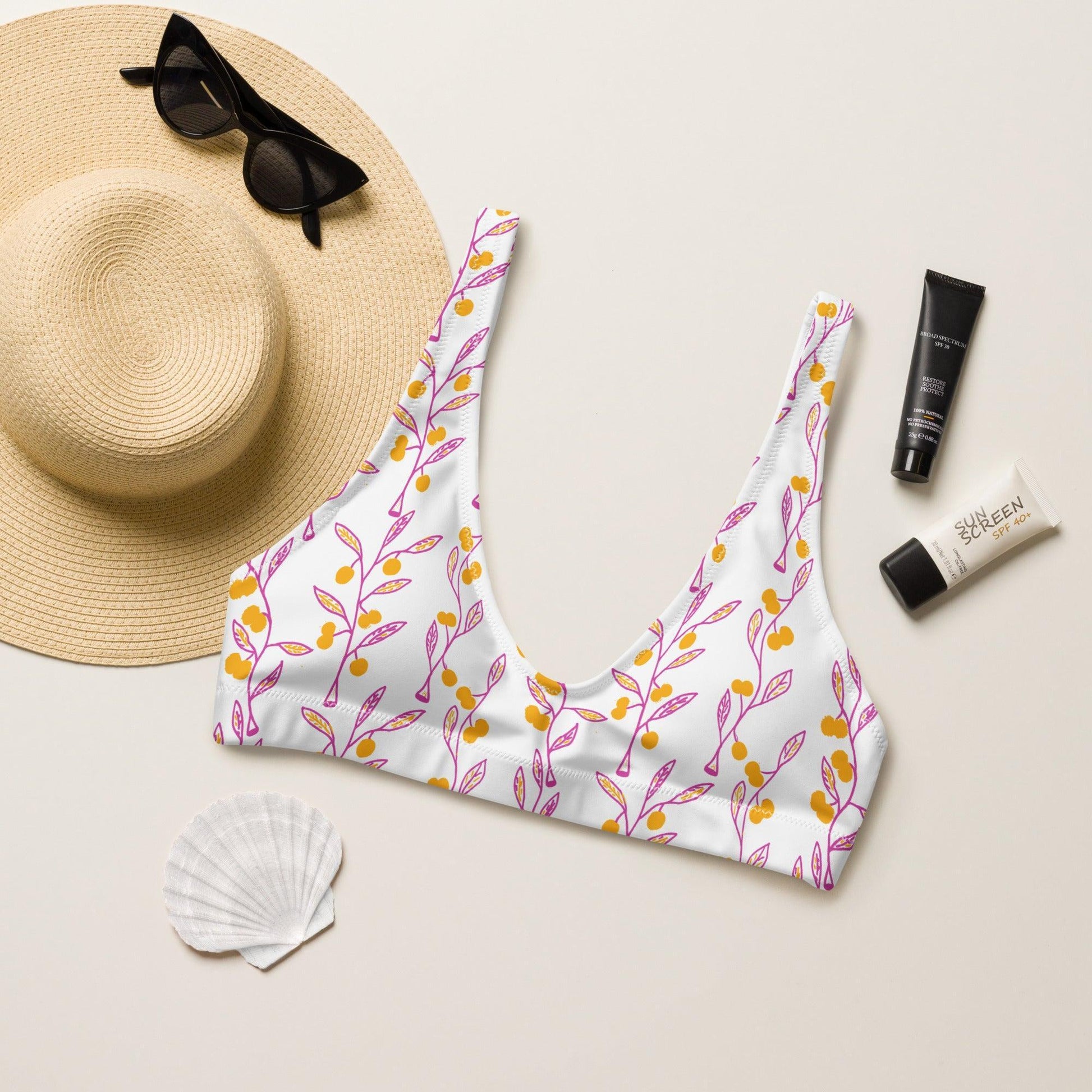 Wattle Tree Flower Bralette Bikini Top-Barbara Bear-PaletTheory
