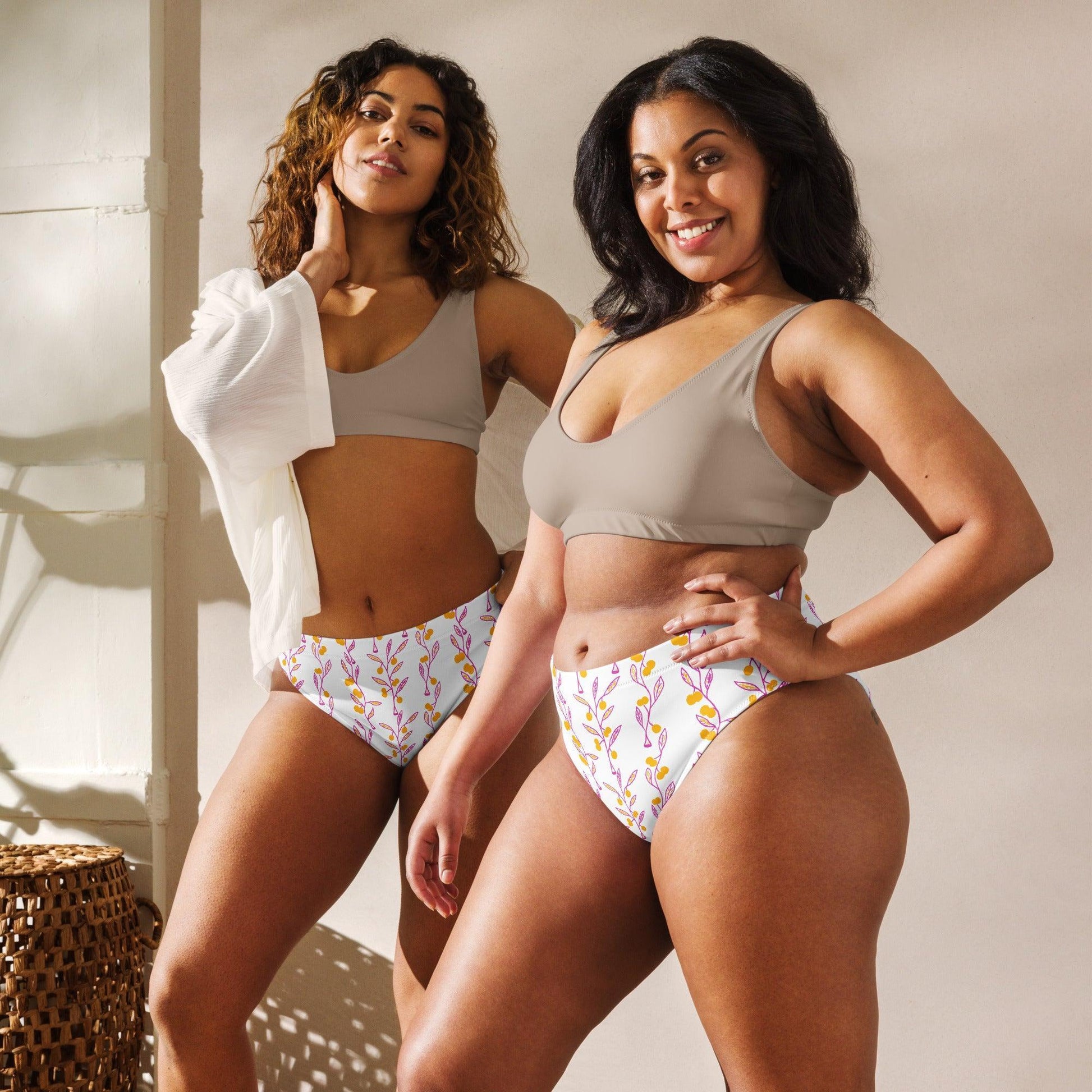 Wattle Tree Flower High Waisted Bottoms-Barbara Bear-PaletTheory