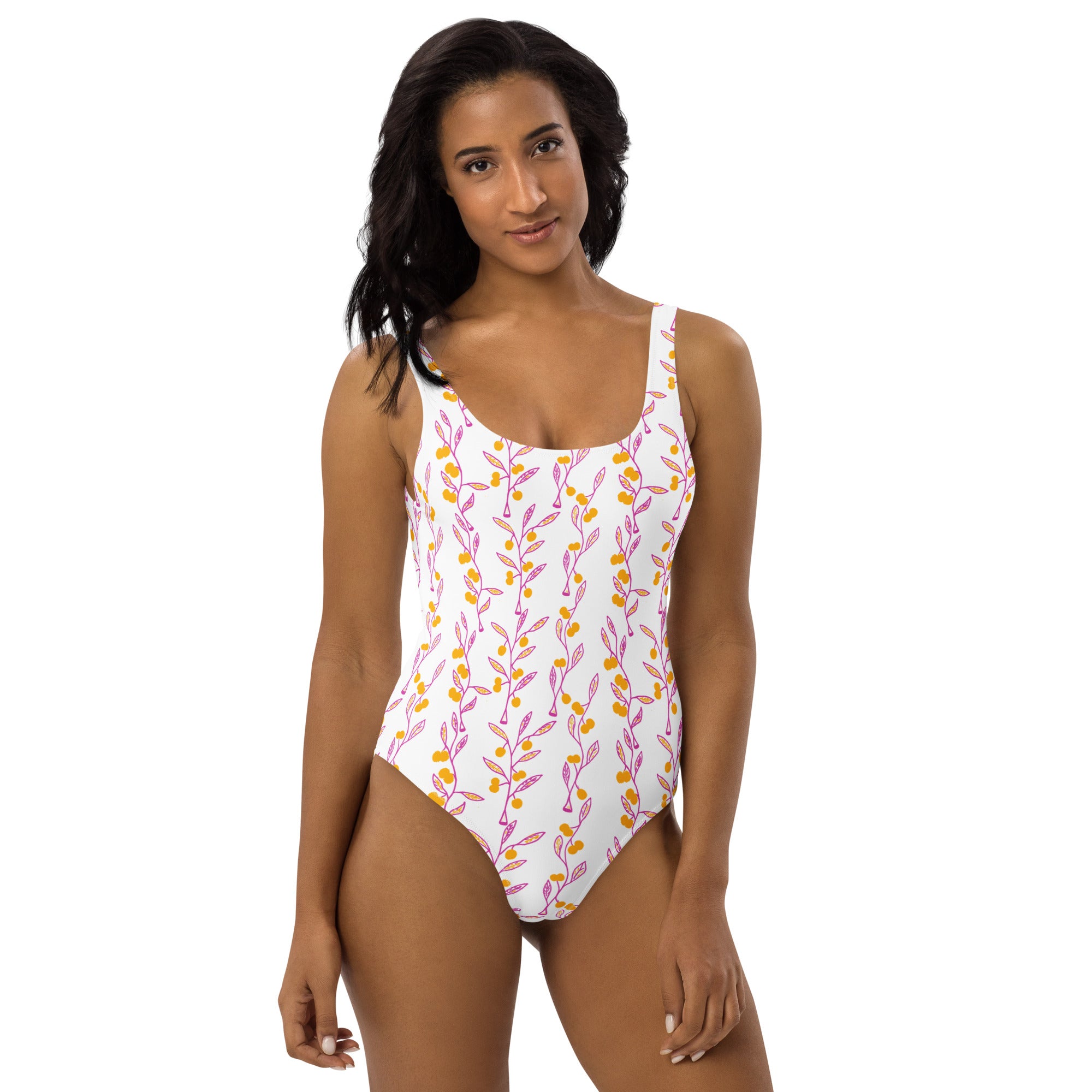 Wattle Tree Flower One-Piece Swimsuit by Barbara Bear- by Milpali