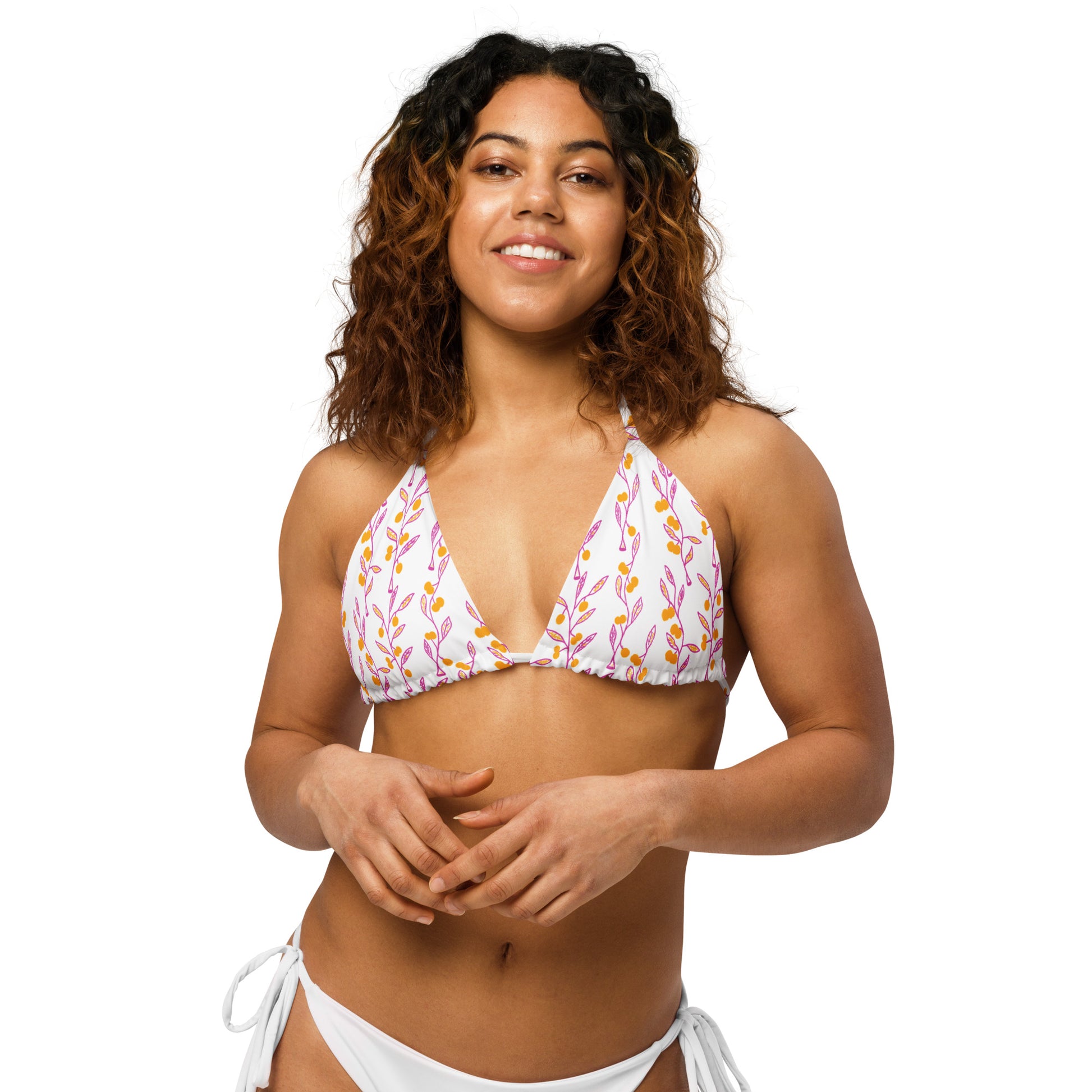Wattle Tree Flower Triangle Bikini Top-Barbara Bear-PaletTheory