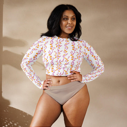 Wattle Tree Flower Women Crop Top Rash Guard-Barbara Bear-PaletTheory
