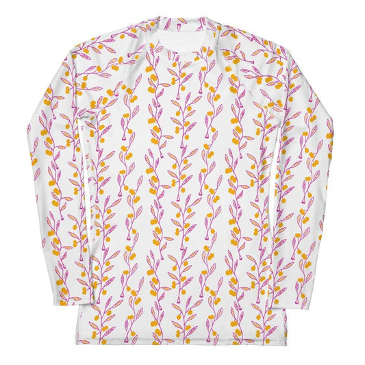 Wattle Tree Flower Women Long Sleeve Rash Guard-Barbara Bear-PaletTheory
