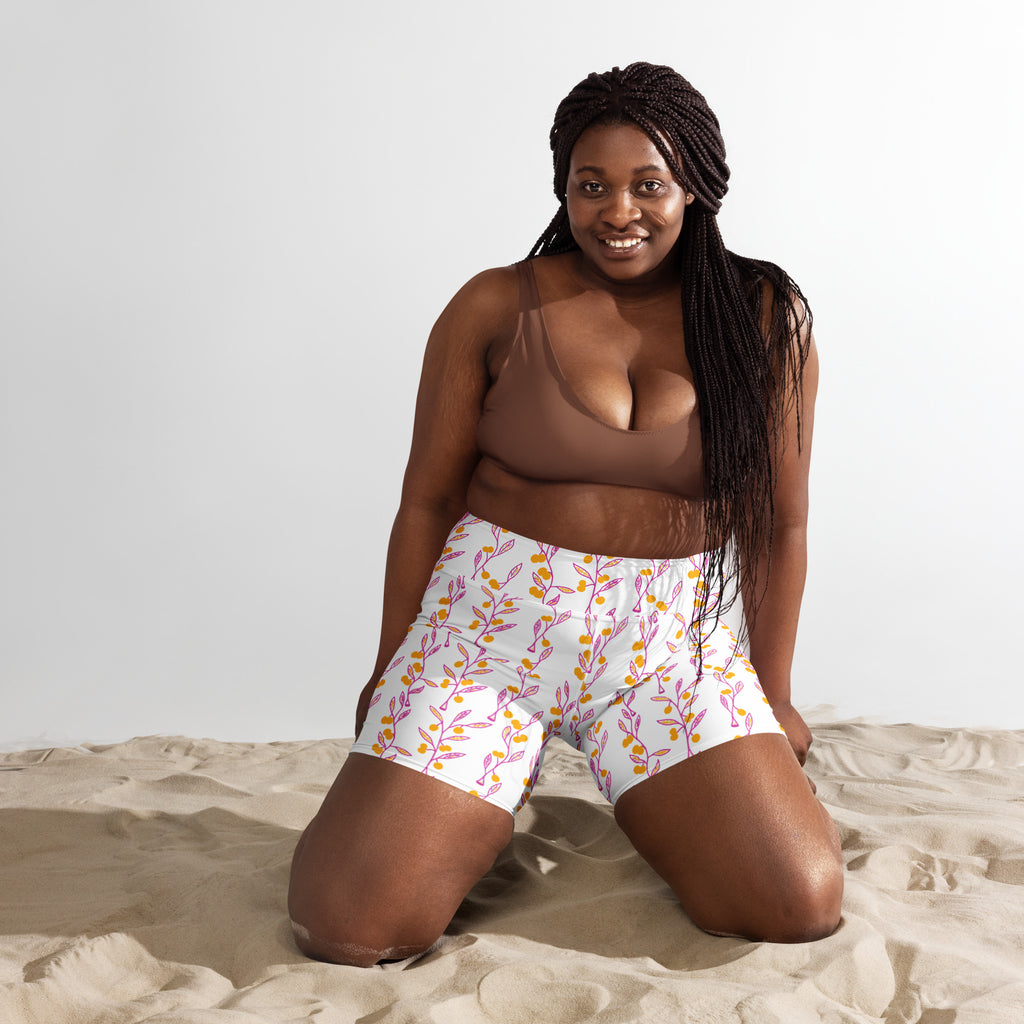 Wattle Tree Flower Women Swim Shorts-Barbara Bear-PaletTheory