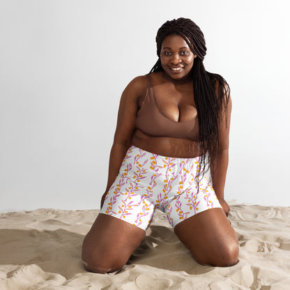 Wattle Tree Flower Women Swim Shorts-Barbara Bear-PaletTheory
