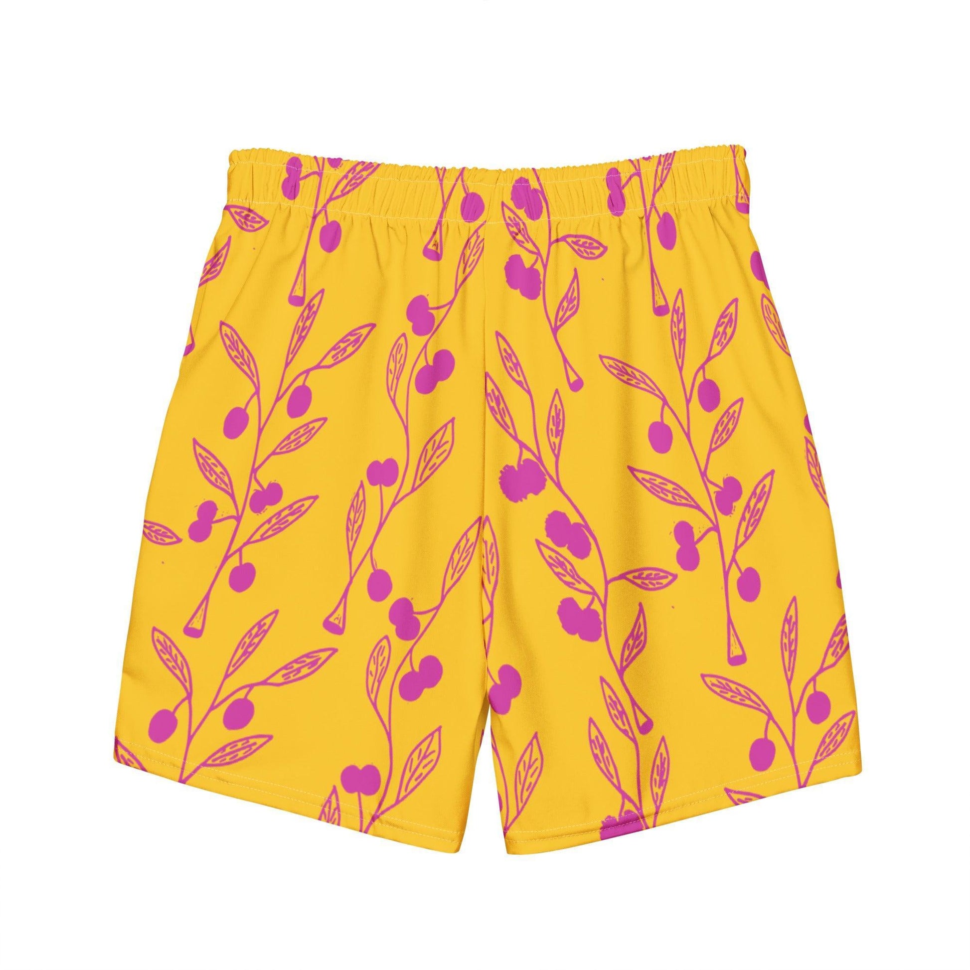 Wattle Tree Flower in Yellow - Men Swim Shorts-Barbara Bear-PaletTheory