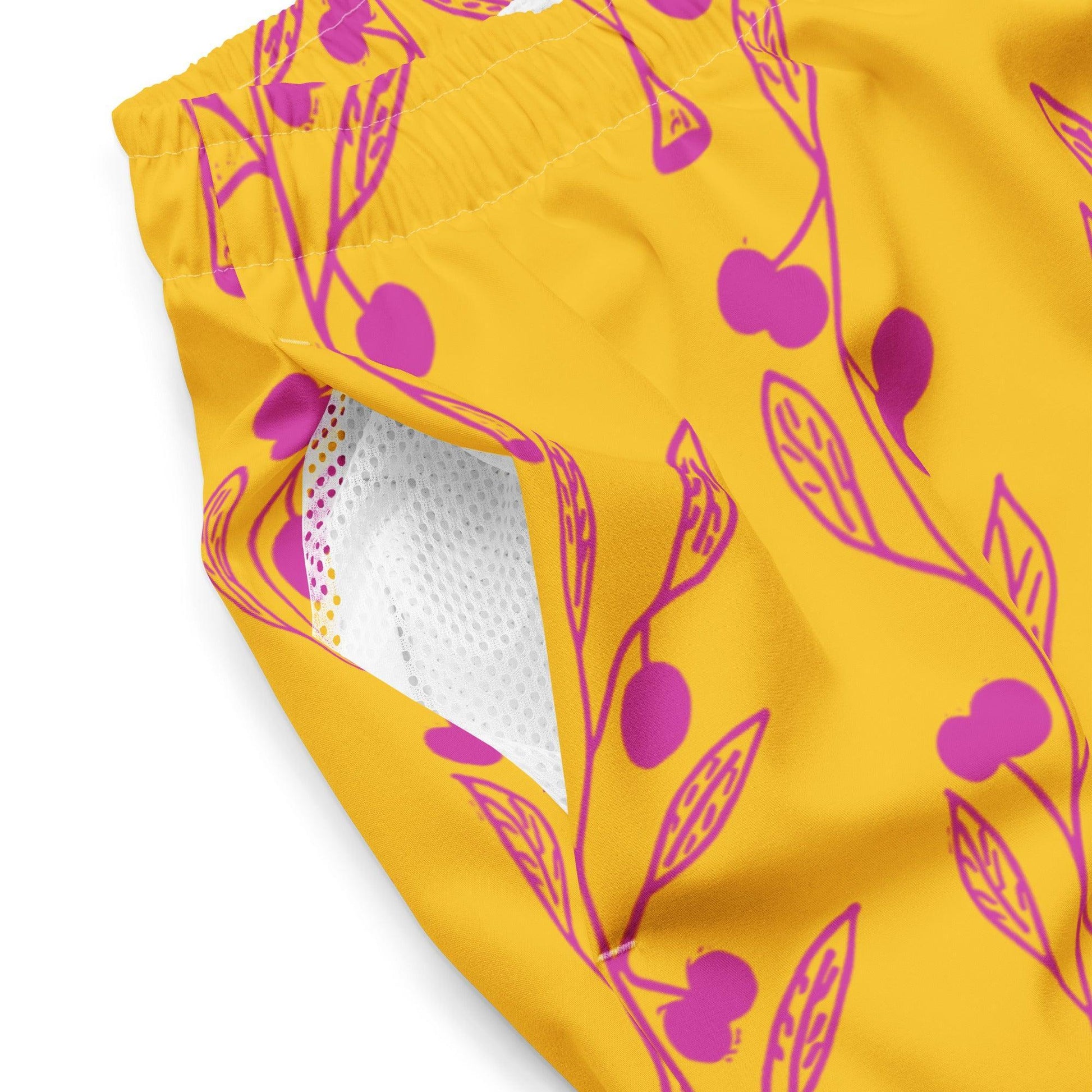 Wattle Tree Flower in Yellow - Men Swim Shorts-Barbara Bear-PaletTheory