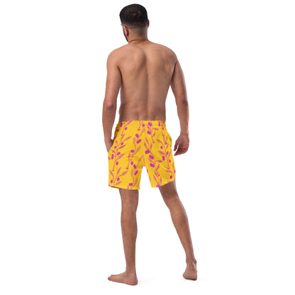 Wattle Tree Flower in Yellow - Men Swim Shorts-Barbara Bear-PaletTheory