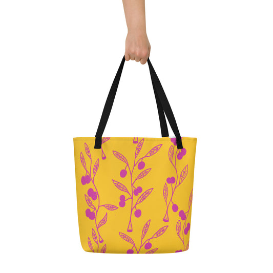 Wattle Tree Flower in Yellow Tote Bag-Barbara Bear-PaletTheory
