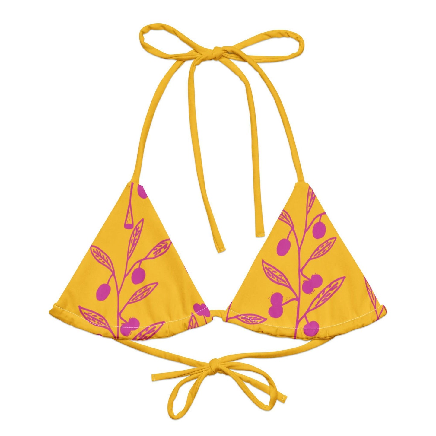 Wattle Tree Flower in Yellow Triangle Bikini Top-Barbara Bear-PaletTheory